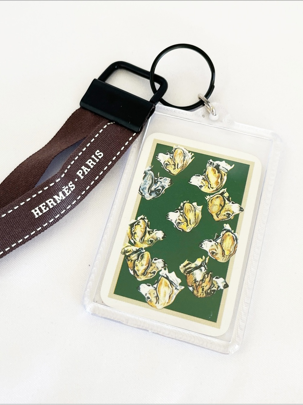 HERMES Miniature Playing Card Keychain Key Fob Key Charm Key Holder Key Tag